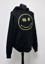 Load image into Gallery viewer, Black Smiley Heavyweight Knit Hoodie.