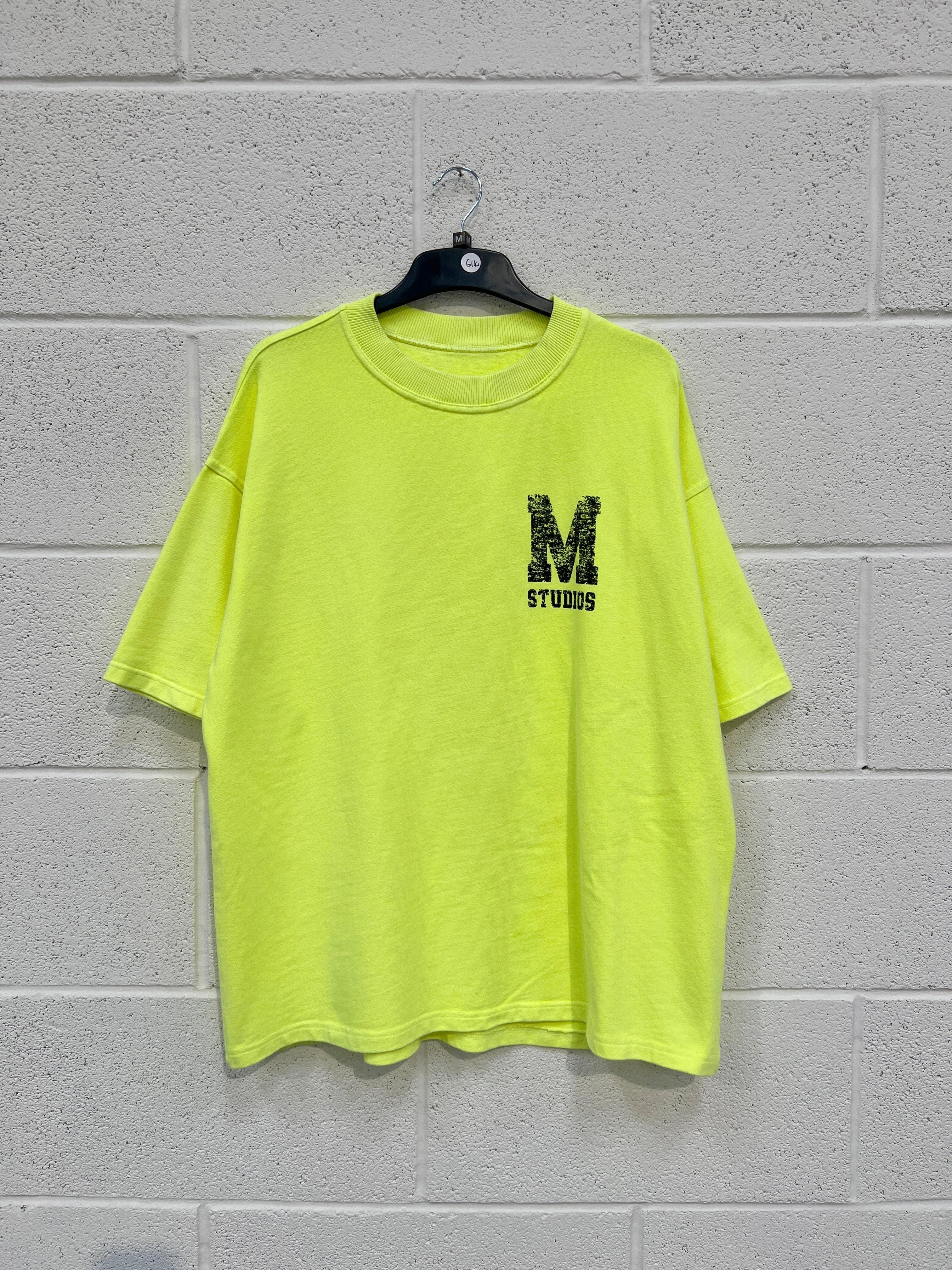 #G14 Washed Neon Yellow Black M Heavyweight T-shirt.