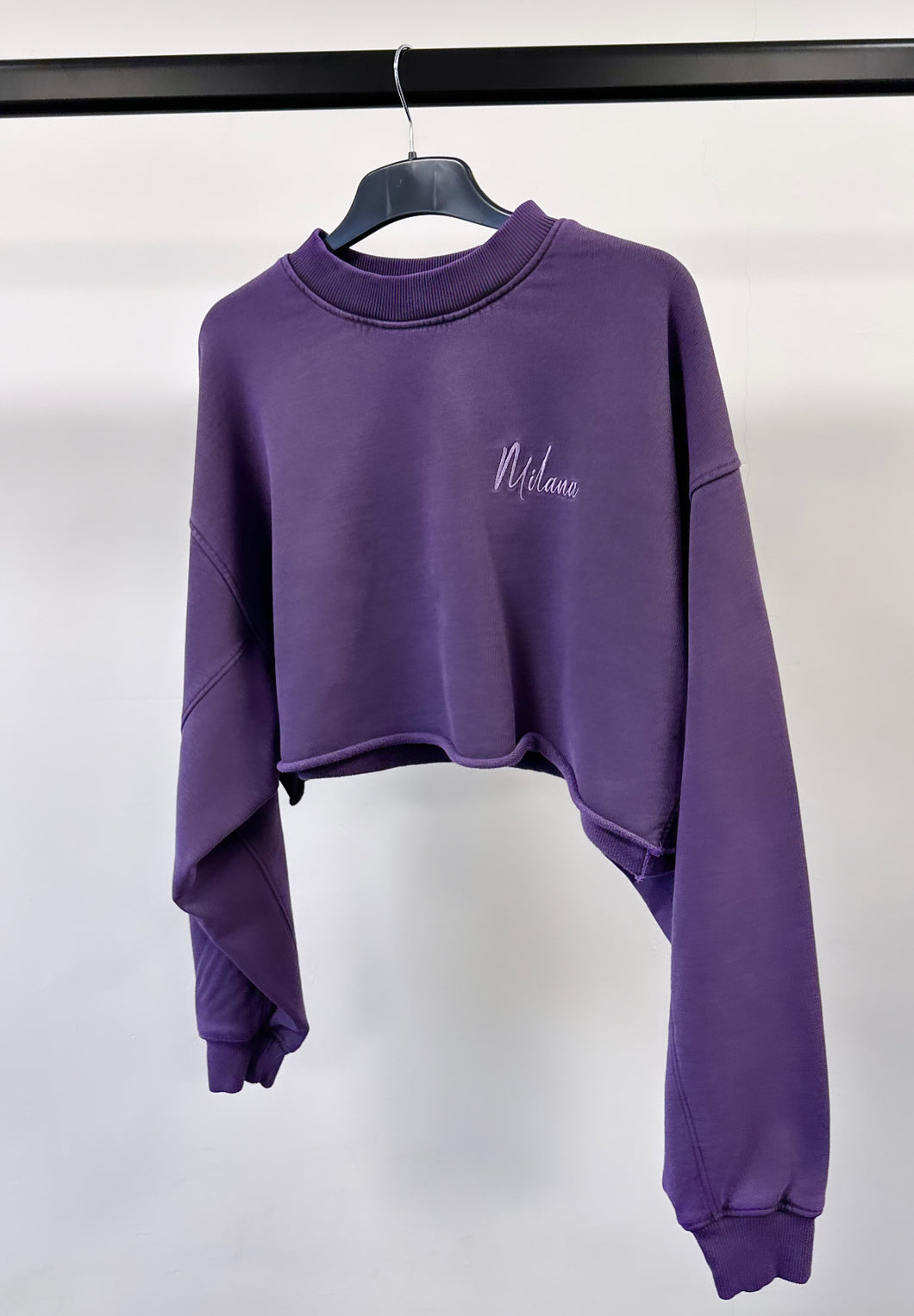 Washed Purple Essential Cropped Heavyweight Sweatshirt.