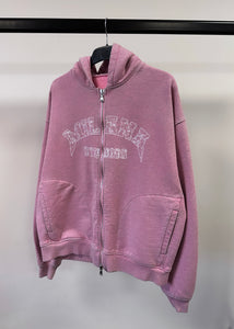 Washed Pink Marl Arch Heavyweight Zip Hoodie.