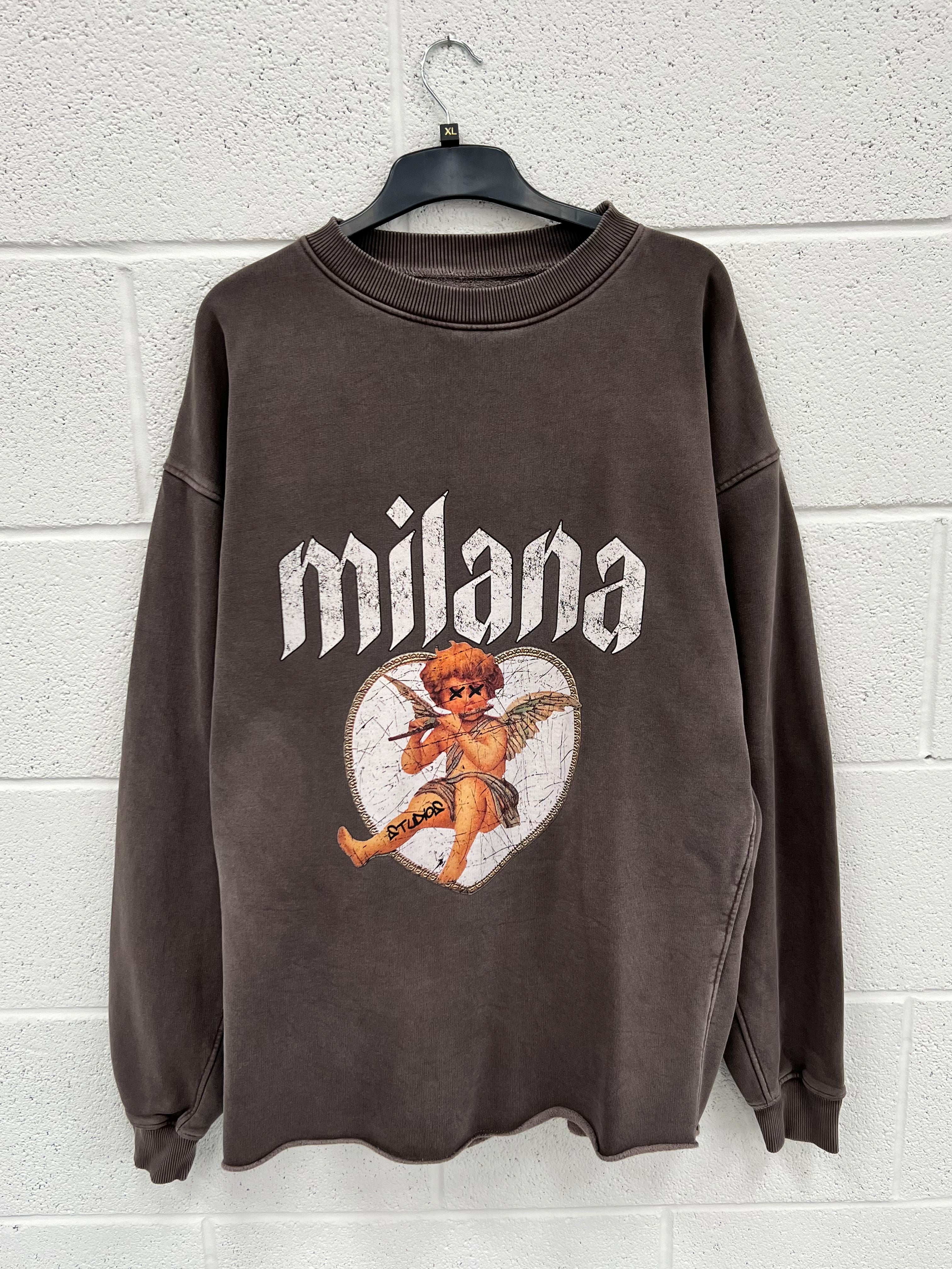 #B29 Washed Brown Cherub Heavyweight Sweatshirt.