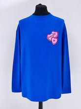 Load image into Gallery viewer, Cobalt Blue Heavyweight Hearts Long Sleeve T-shirt.