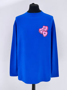 Cobalt Blue Heavyweight Hearts Long Sleeve T-shirt.