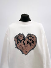 Load image into Gallery viewer, Cream MS Heart Heavyweight Open Hem Sweatshirt.