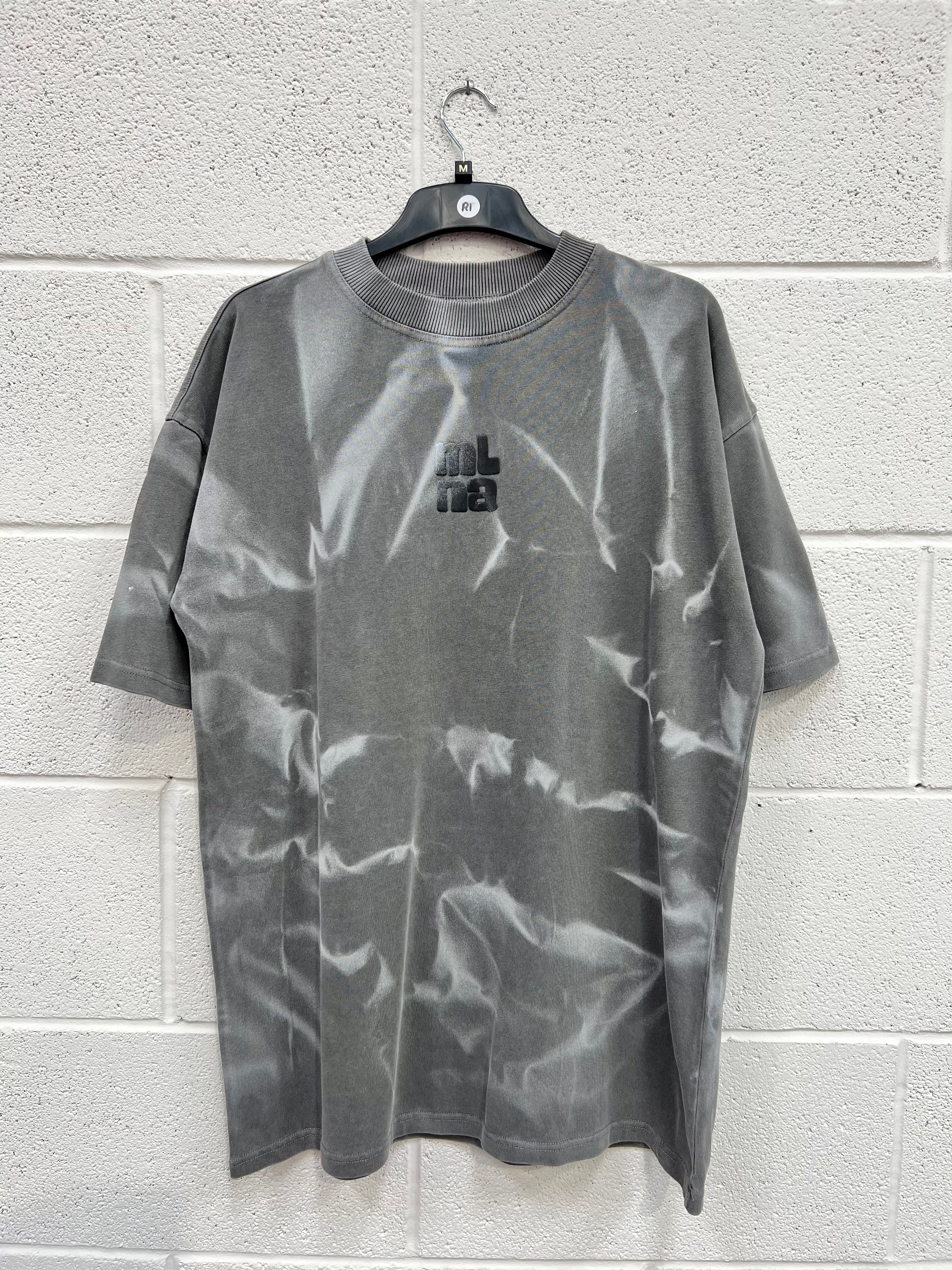 #R1 Washed Charcoal Spray Out Bubble Heavyweight T-shirt.