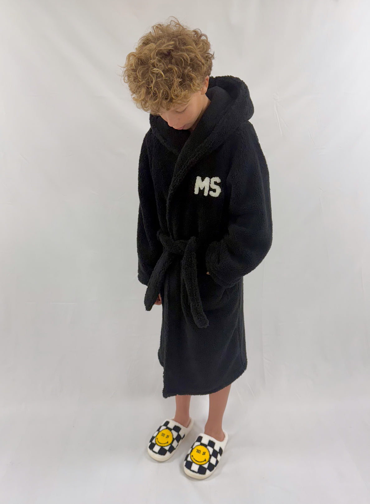 Kids Black Milana Dressing Gown.