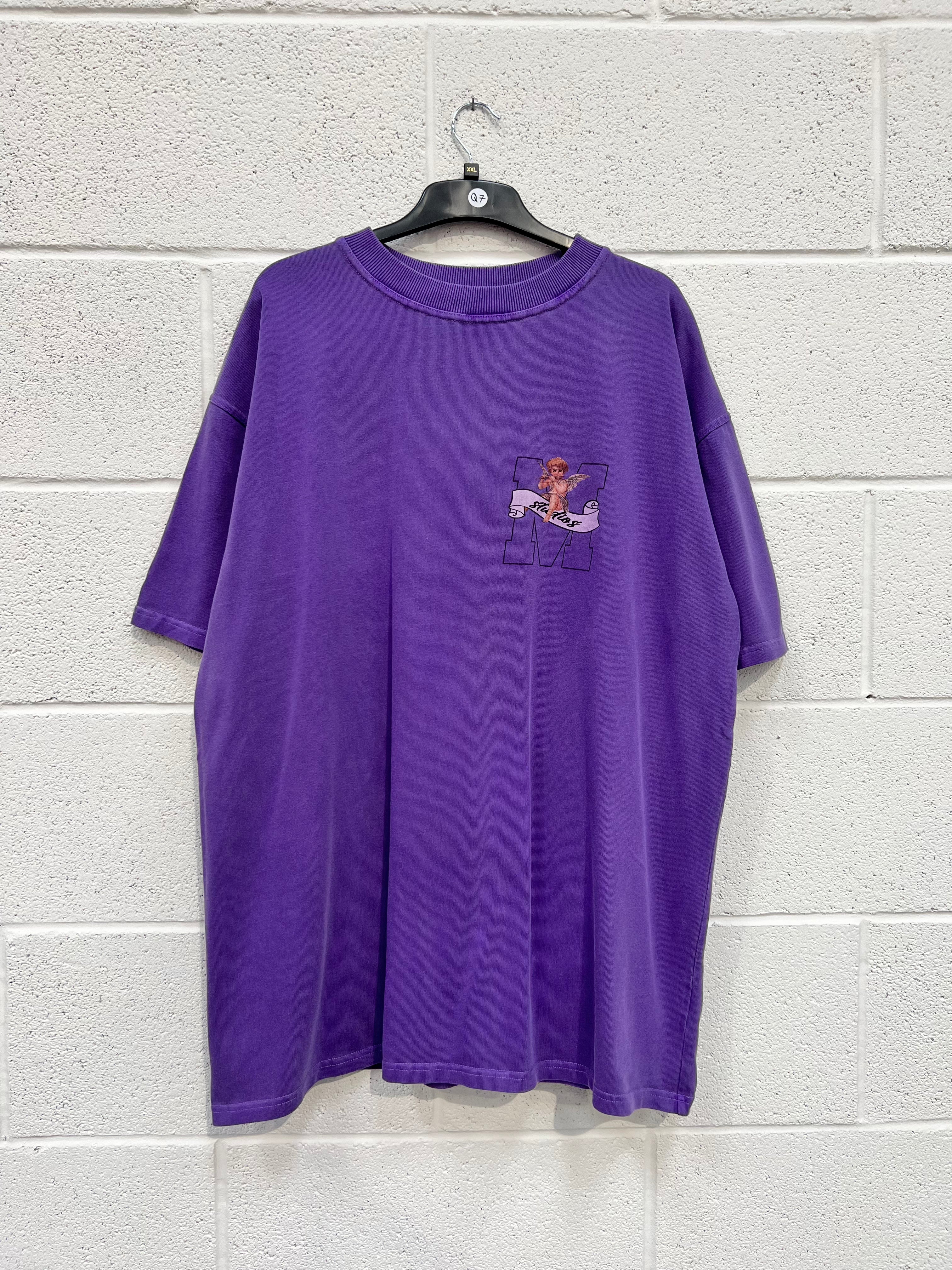 #Q7 Washed Purple Graphic Heavyweight T-shirt.