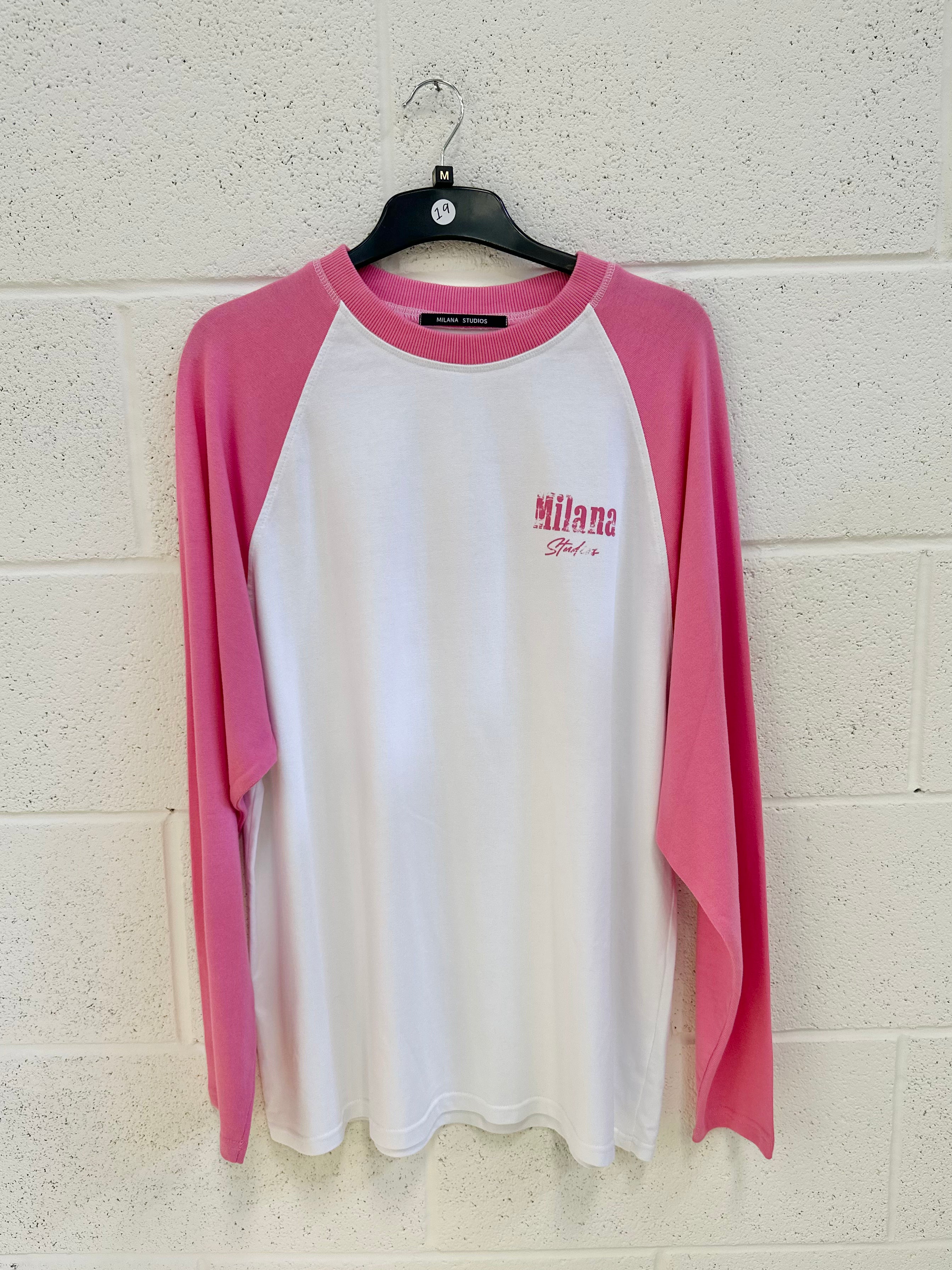 #I9 Pink Raglan Heavyweight Long Sleeve.