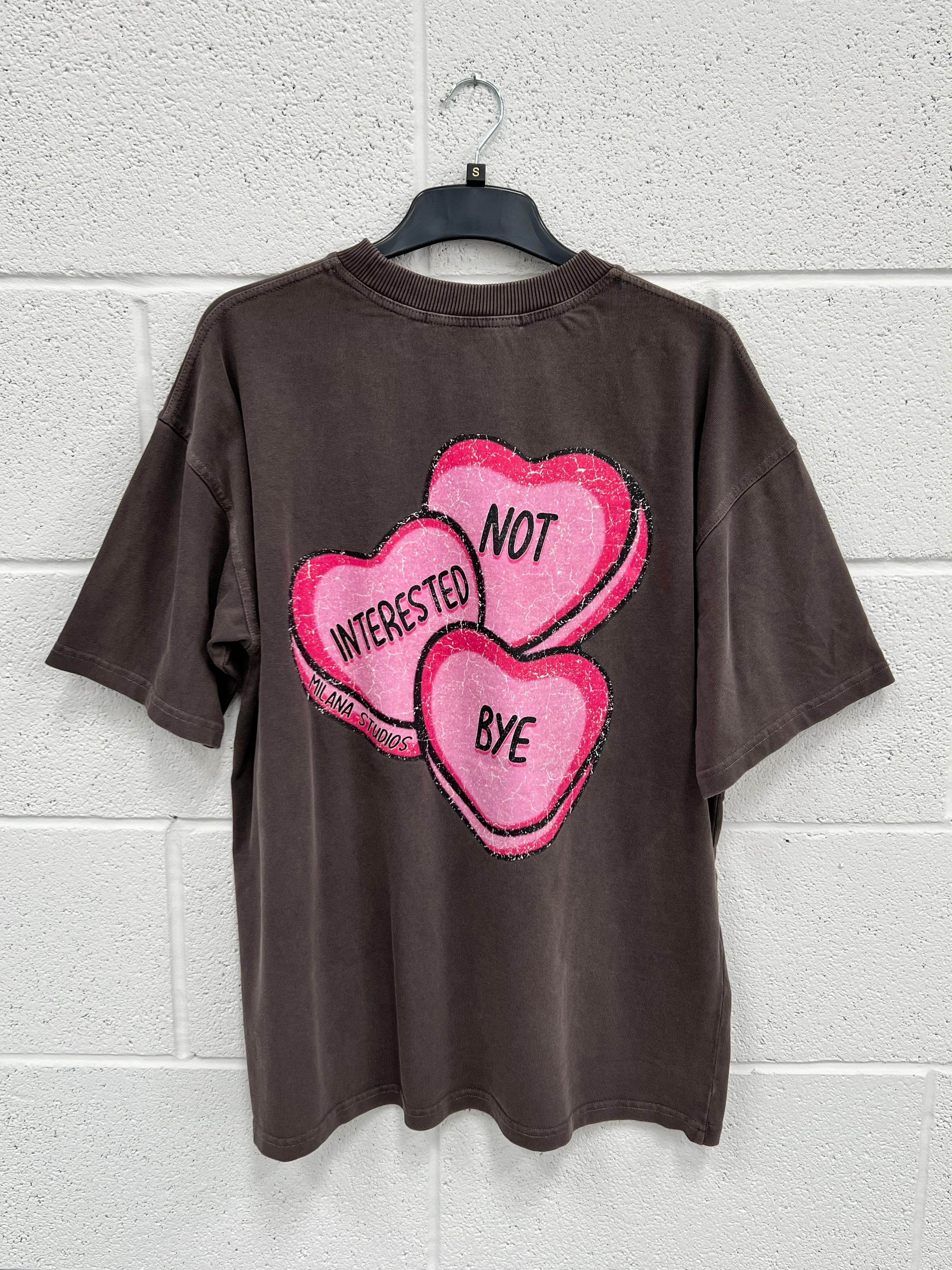 #B21 Washed Brown Hearts Heavyweight T-shirt.