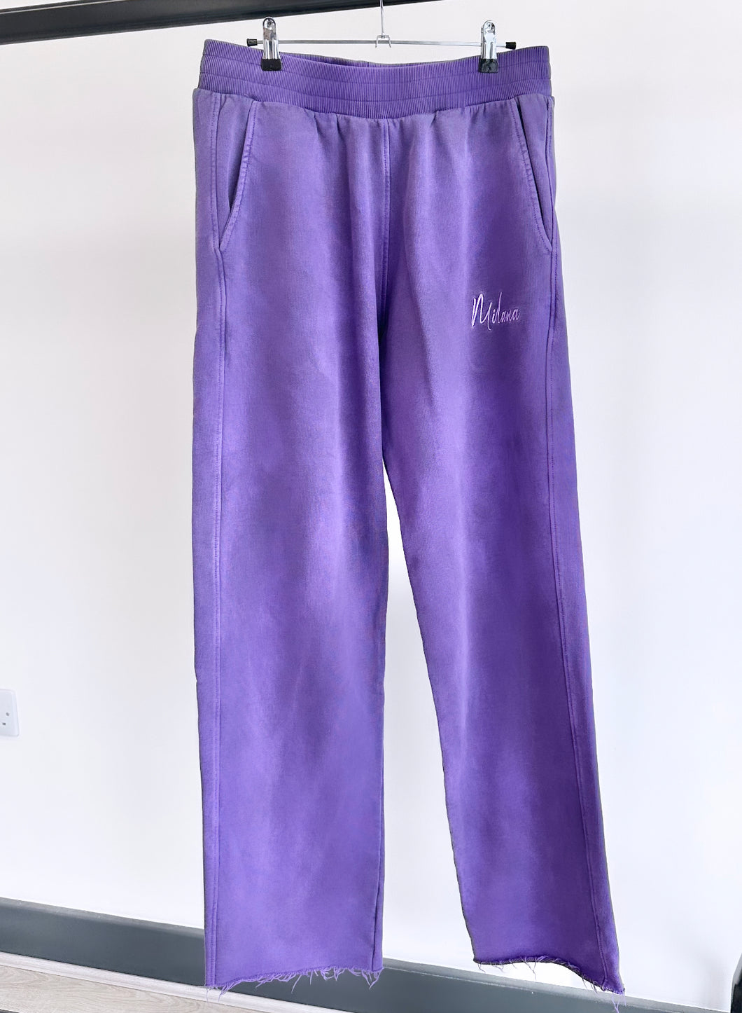 Washed Purple Wide Open Hem Sweatpants.