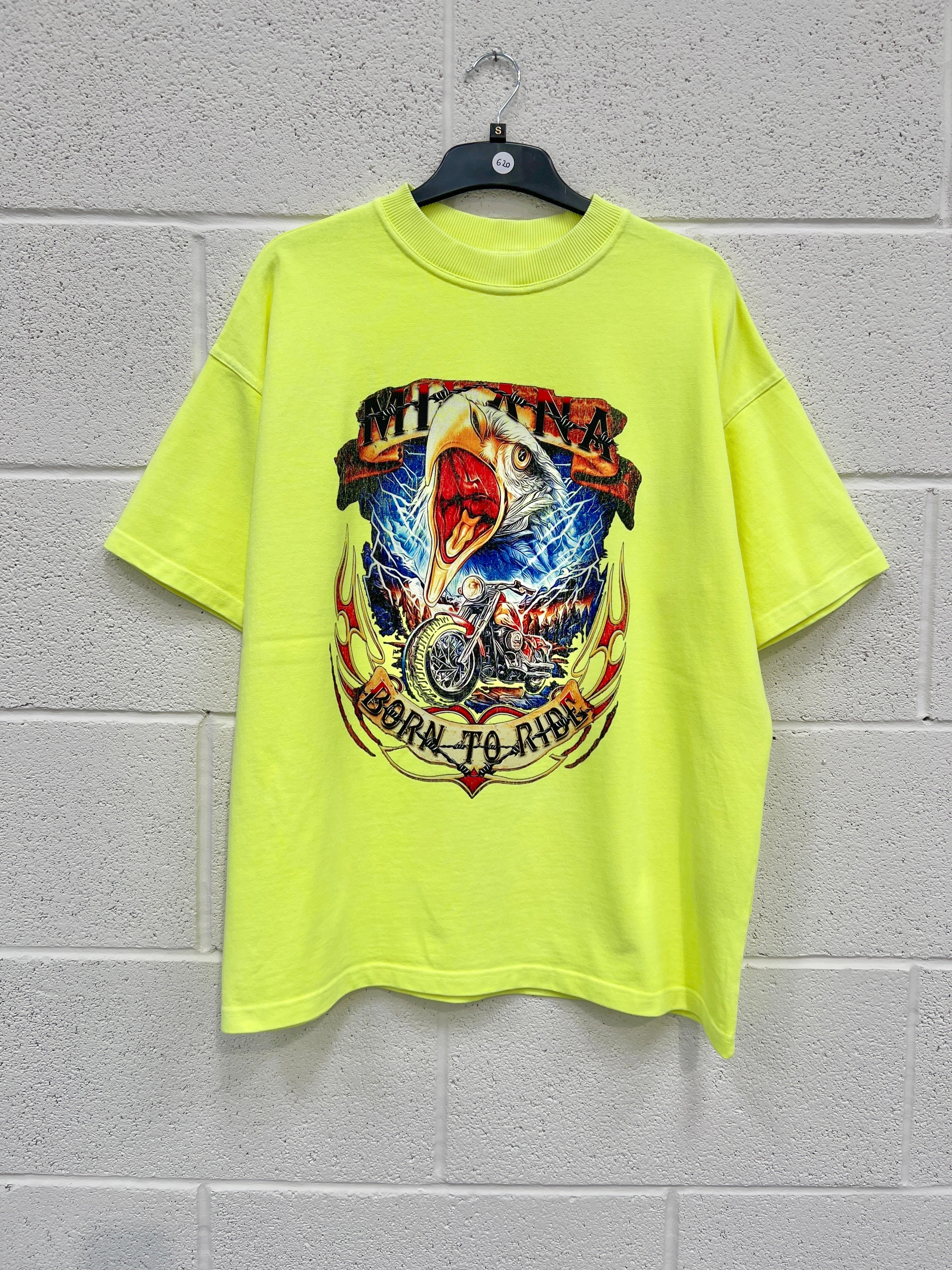 #G20 Washed Neon Yellow Eagle Heavyweight T-shirt.