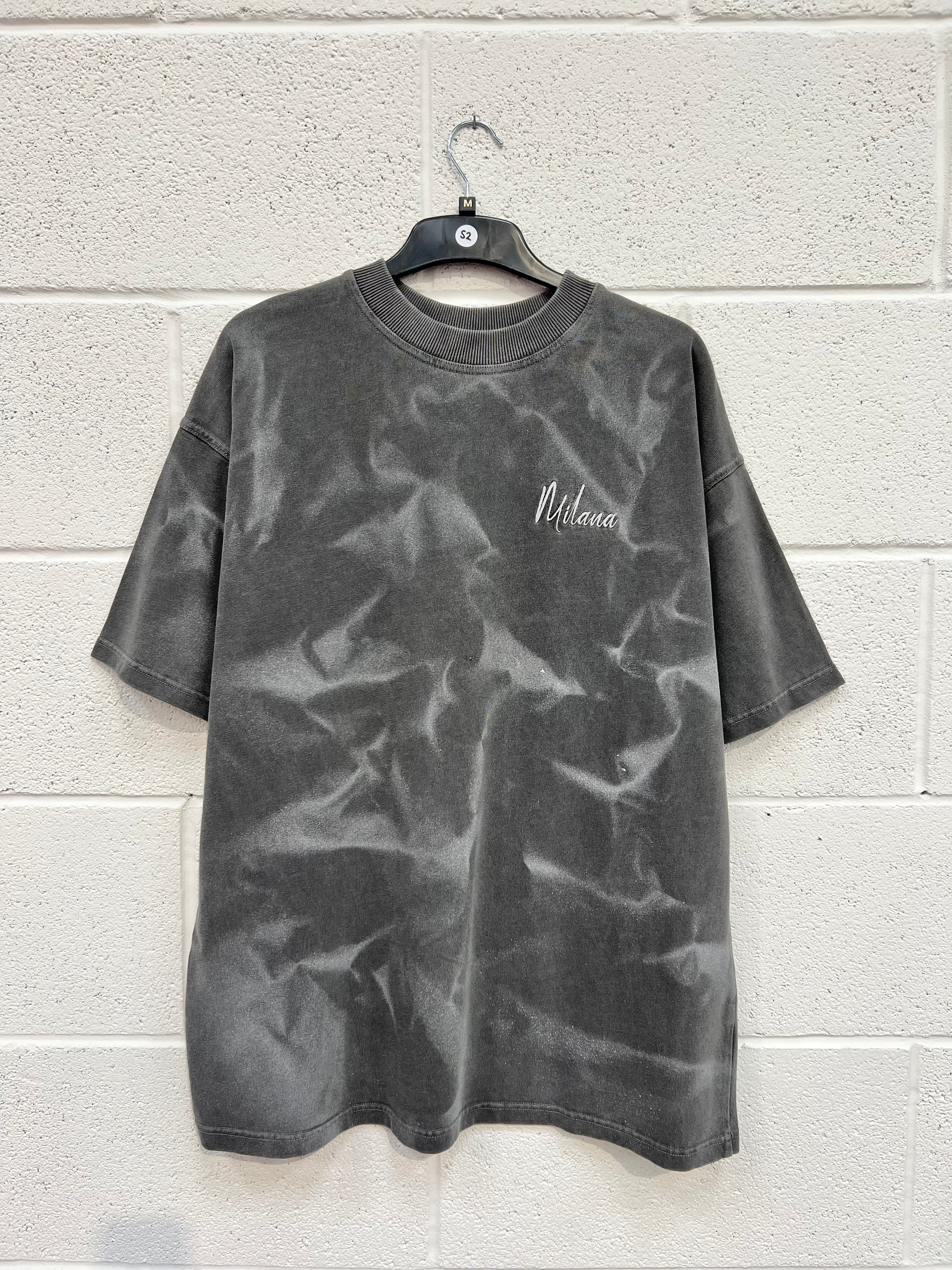 #S2 Washed Charcoal Essential Spray Out Heavyweight T-shirt.