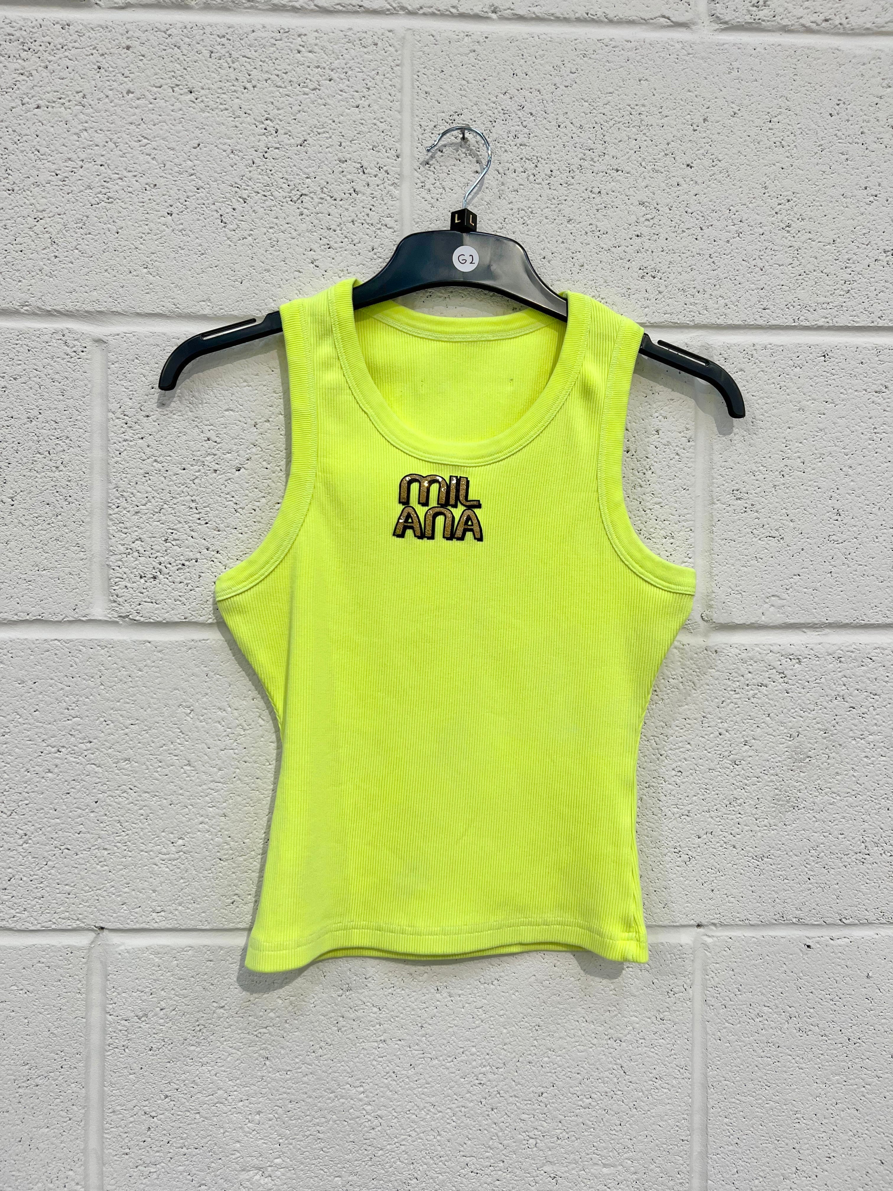 #G2 Washed Neon Yellow Embellished Racer Vest.