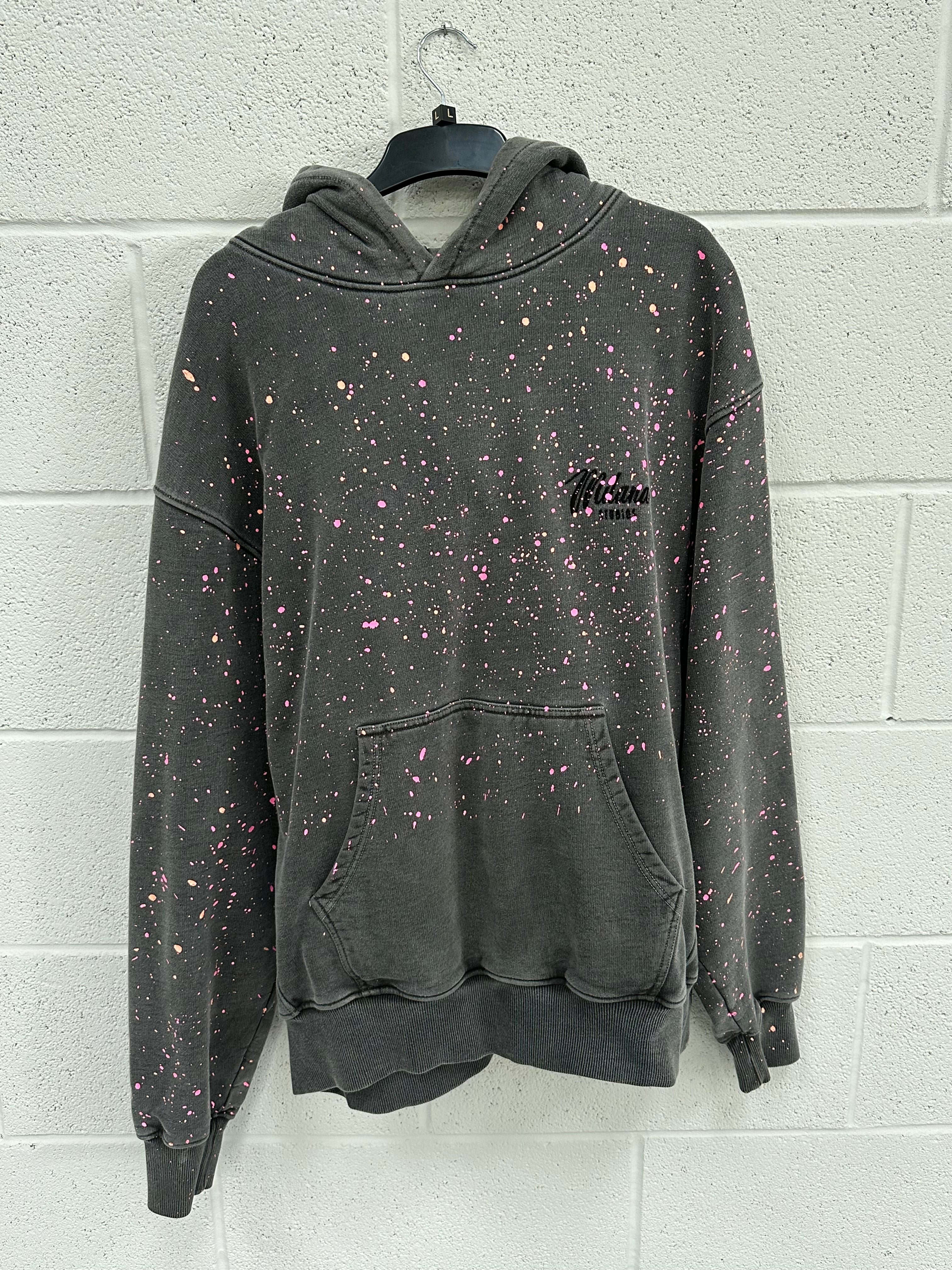 #B1 Washed Charcoal Essential Splatter Heavyweight Hoodie.