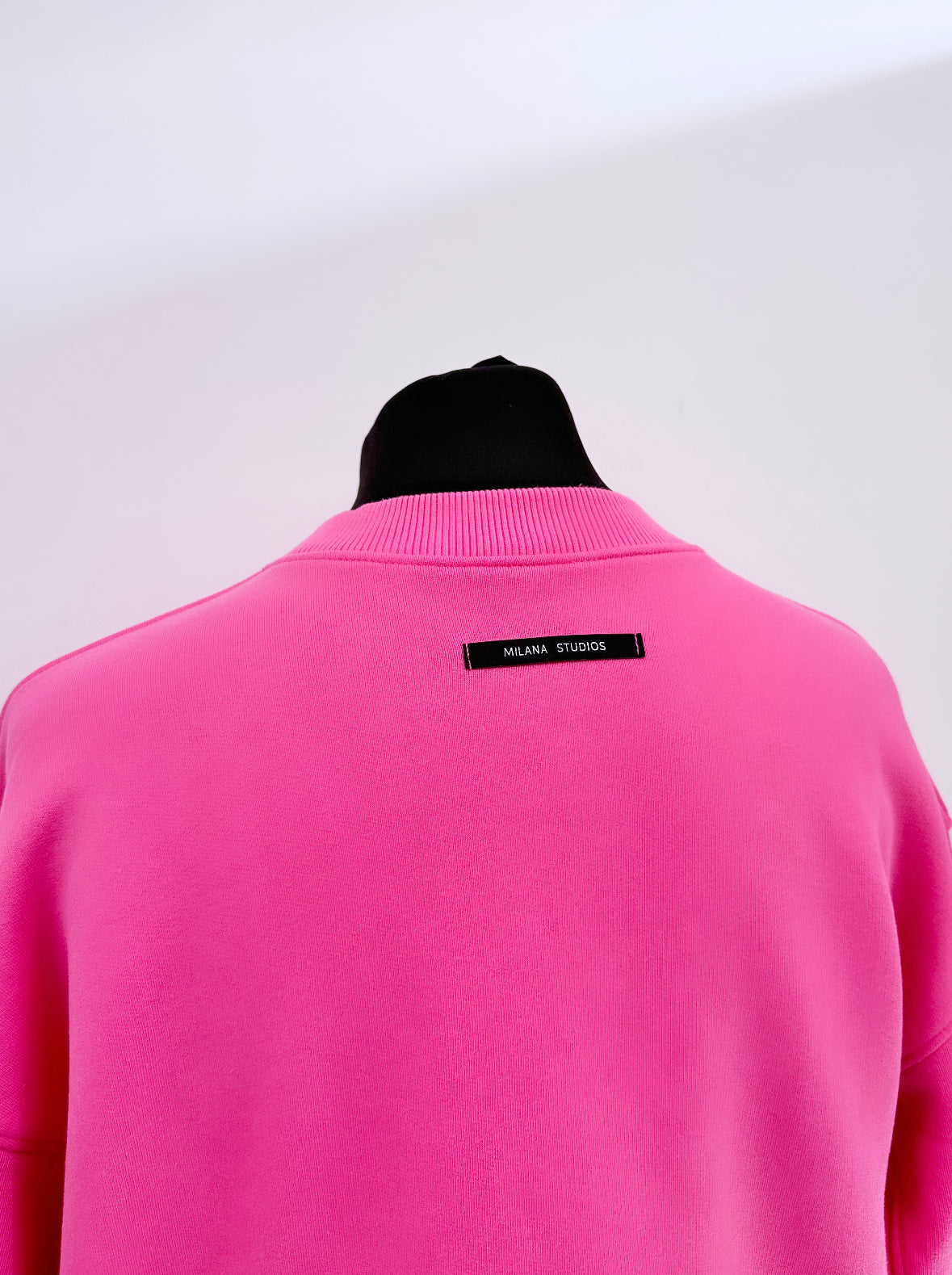 Hot Pink Heavyweight Graphic Open Hem Sweatshirt.