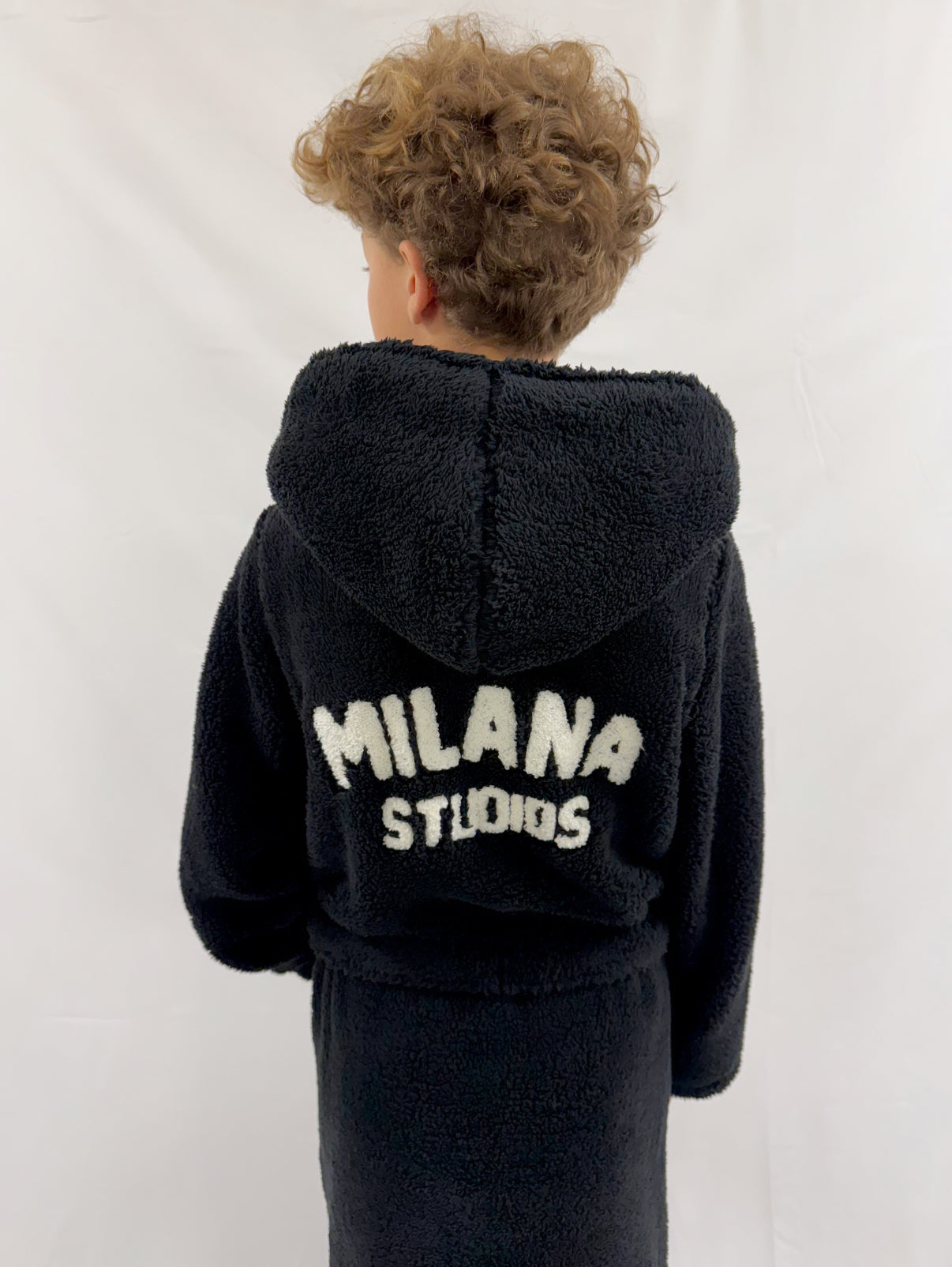 Kids Black Milana Dressing Gown.