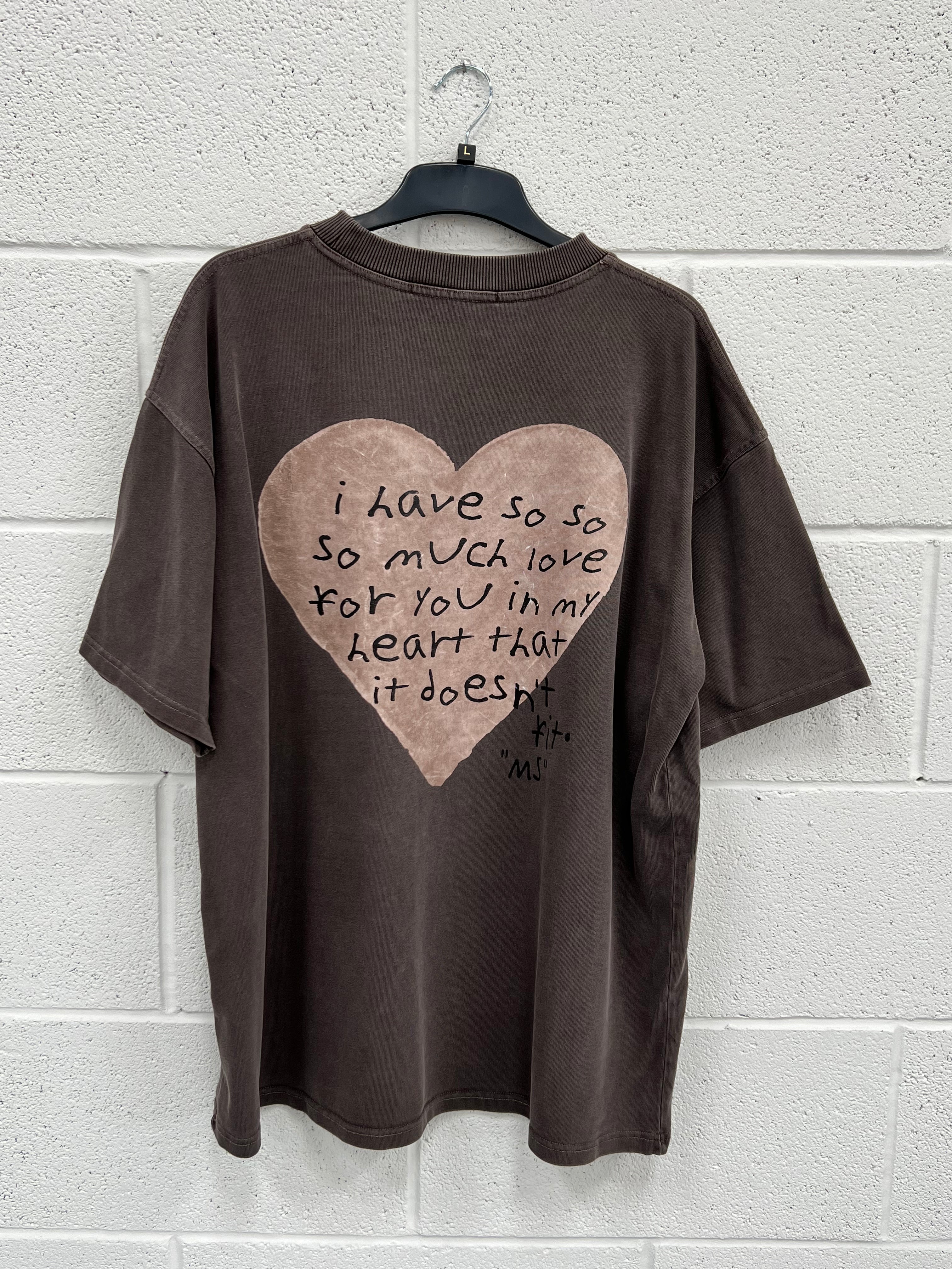 #B23 Washed Brown Heart Heavyweight T-shirt.