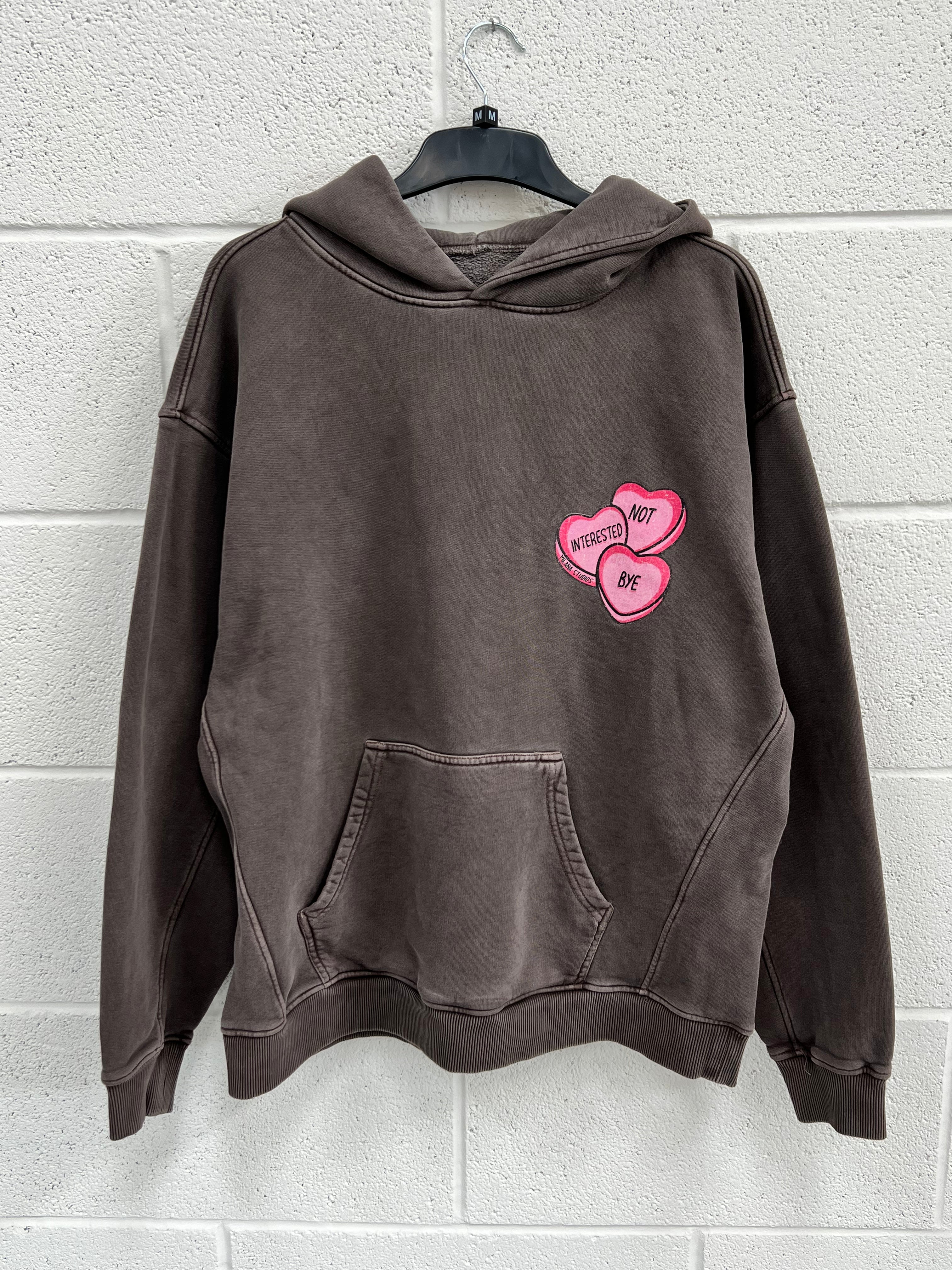 #B33 Washed Brown Hearts Heavyweight Hoodie.