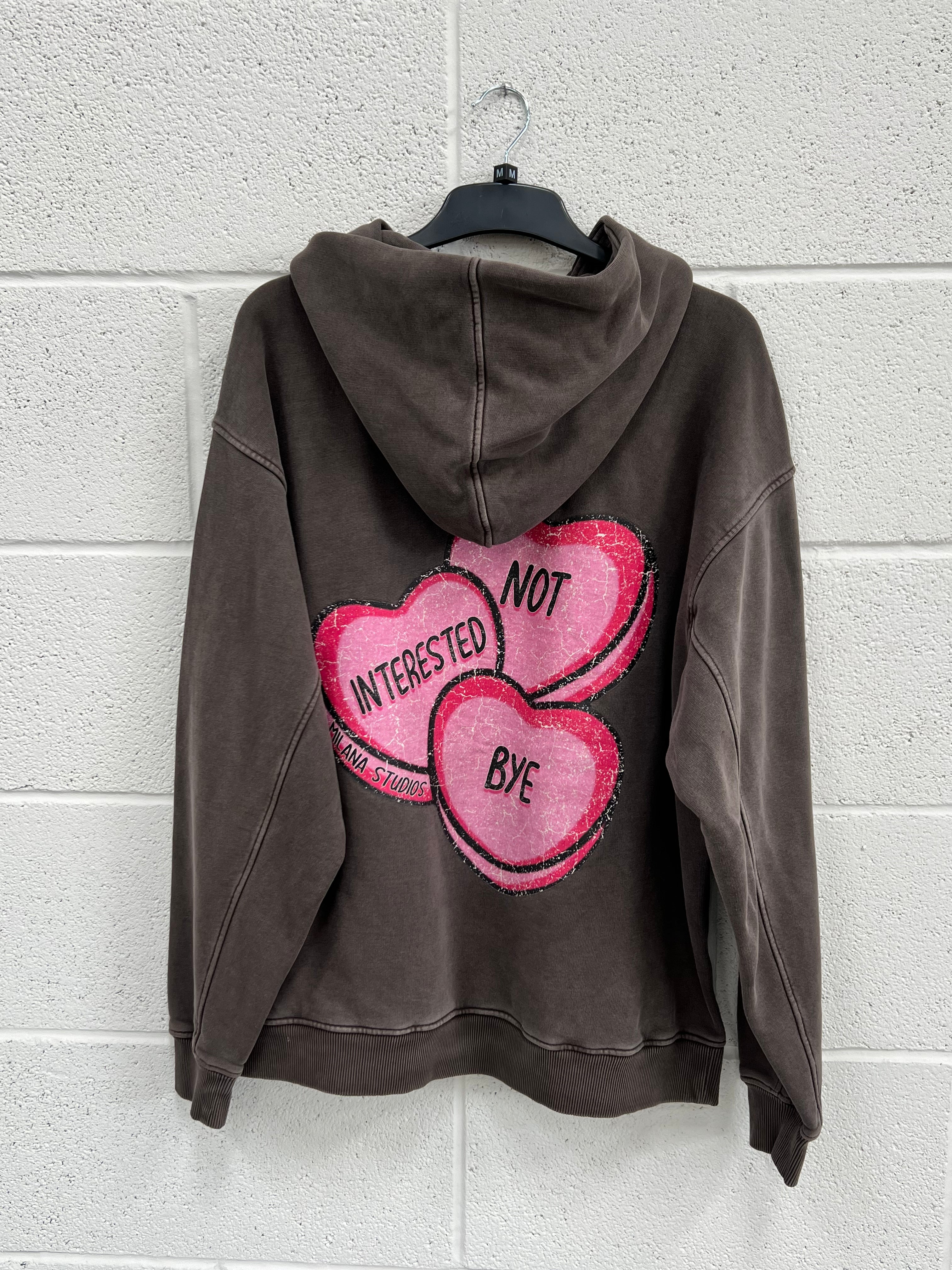 #B33 Washed Brown Hearts Heavyweight Hoodie.