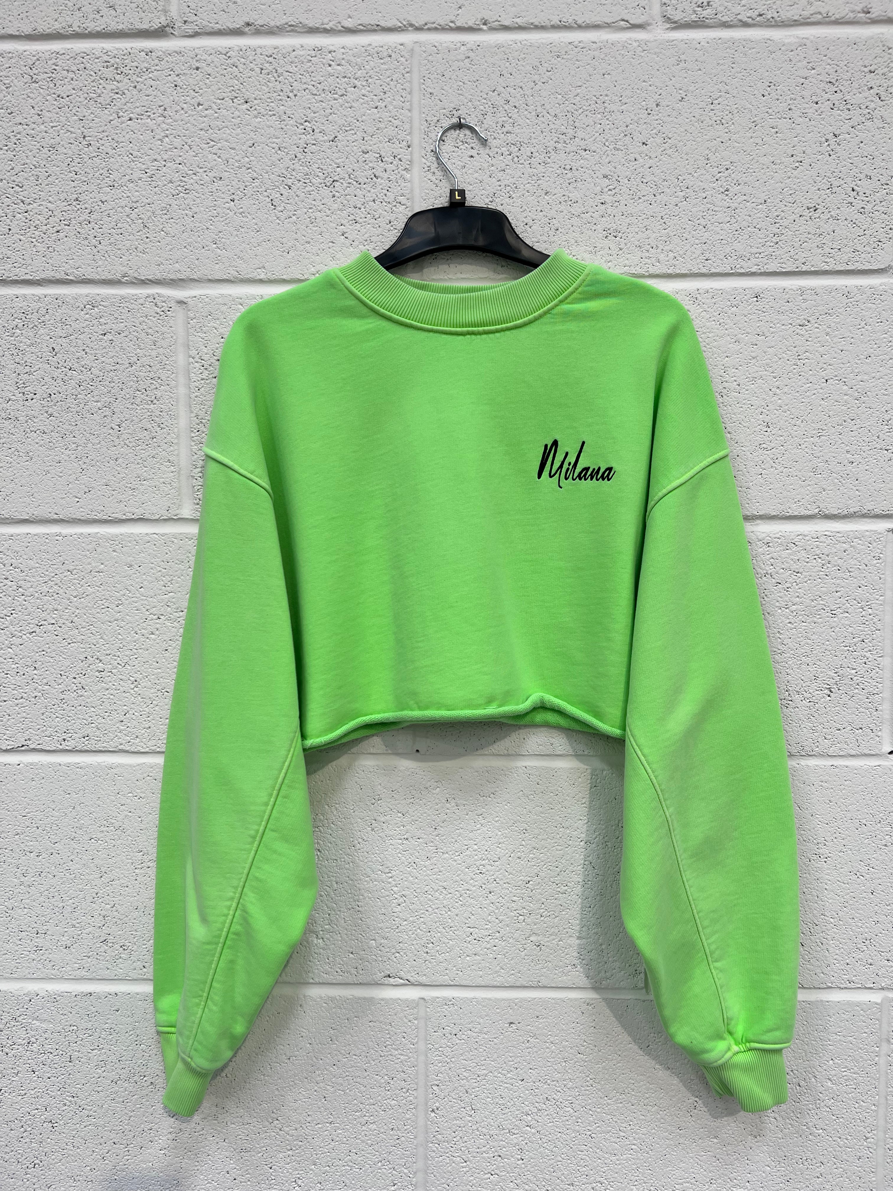 #F3 Washed Neon Green Essentials Heavyweight Sweatshirt.