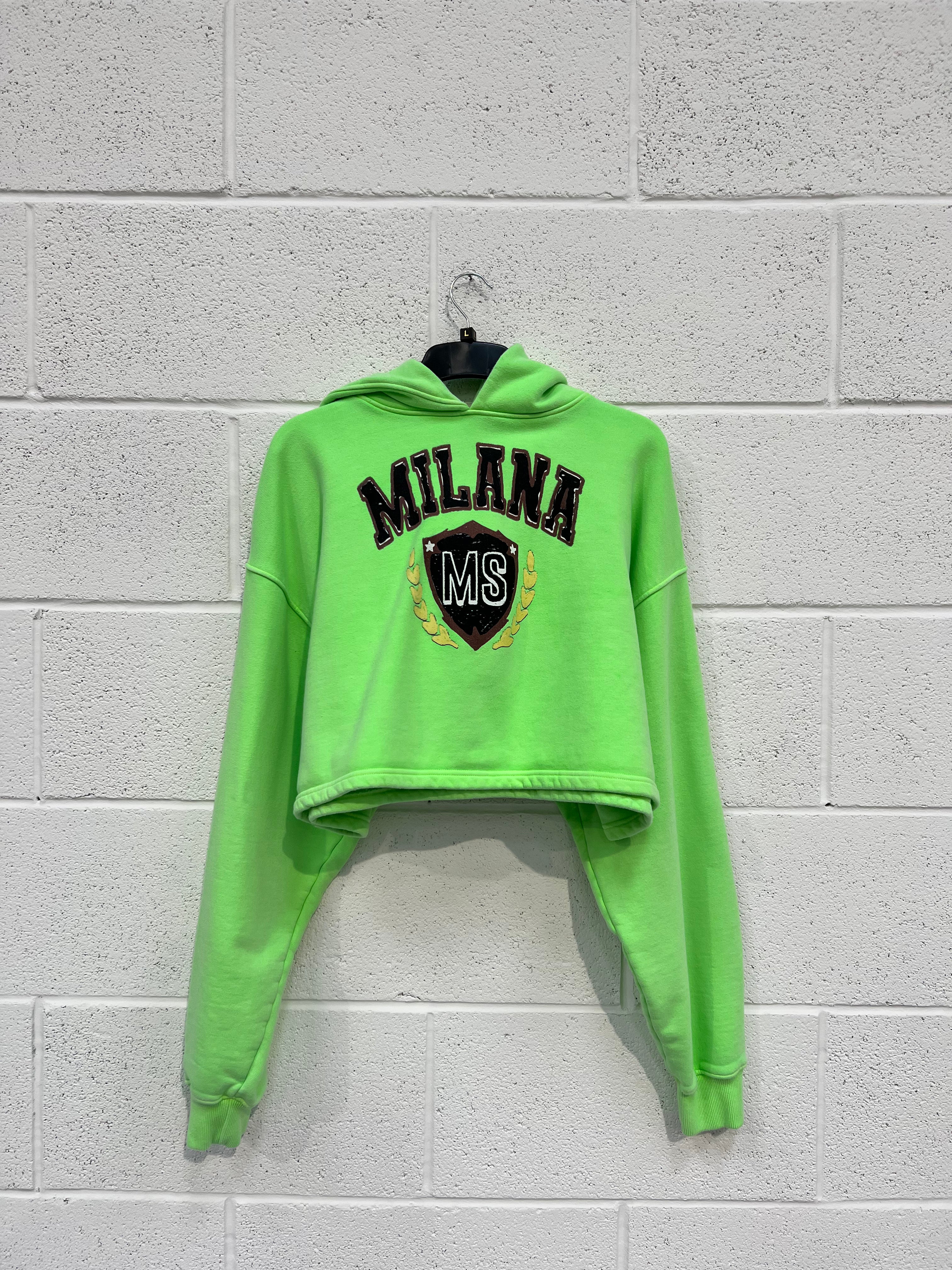 #F5 Washed Neon Green Cropped Heavyweight Sweatshirt.