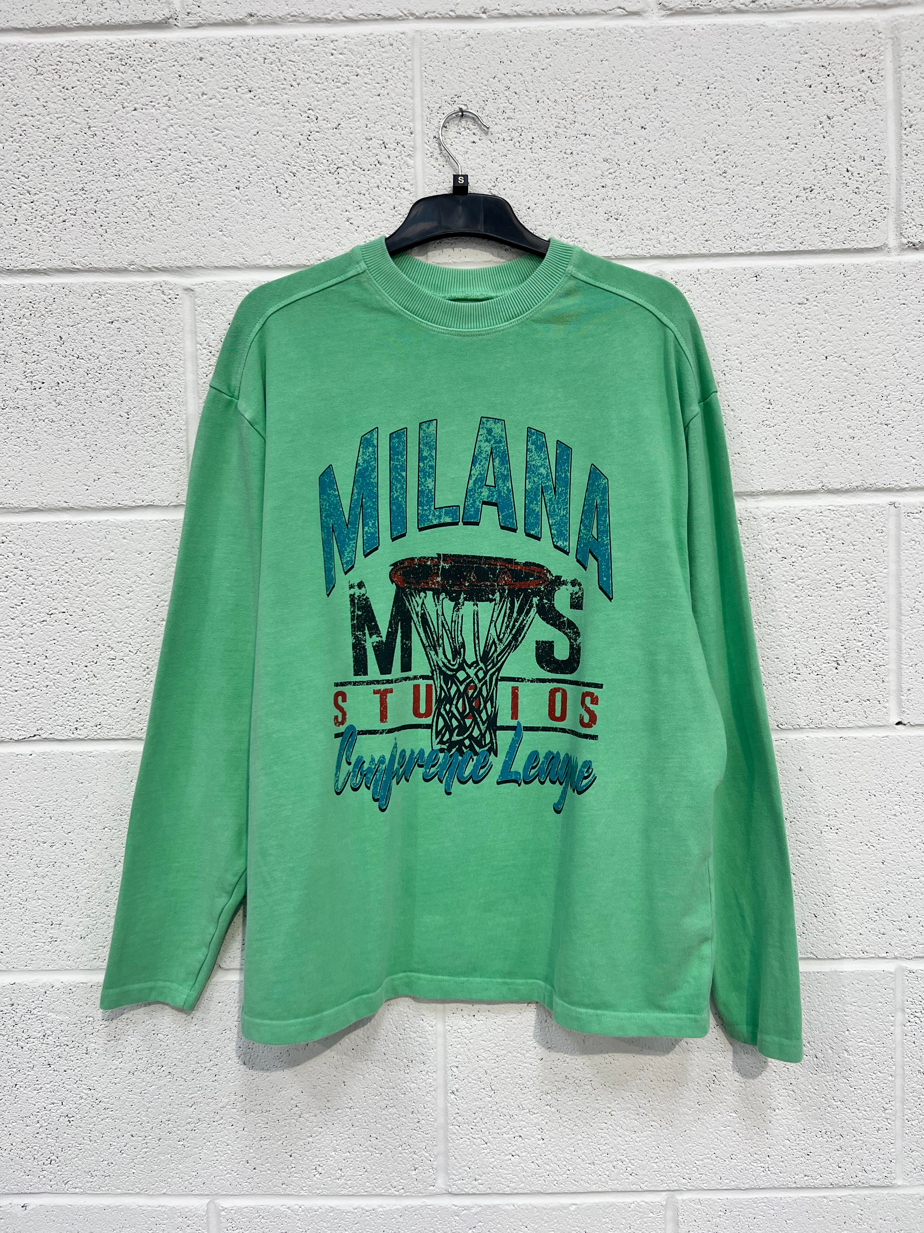 #F7 Washed Powder Green Heavyweight Green Long Sleeve.