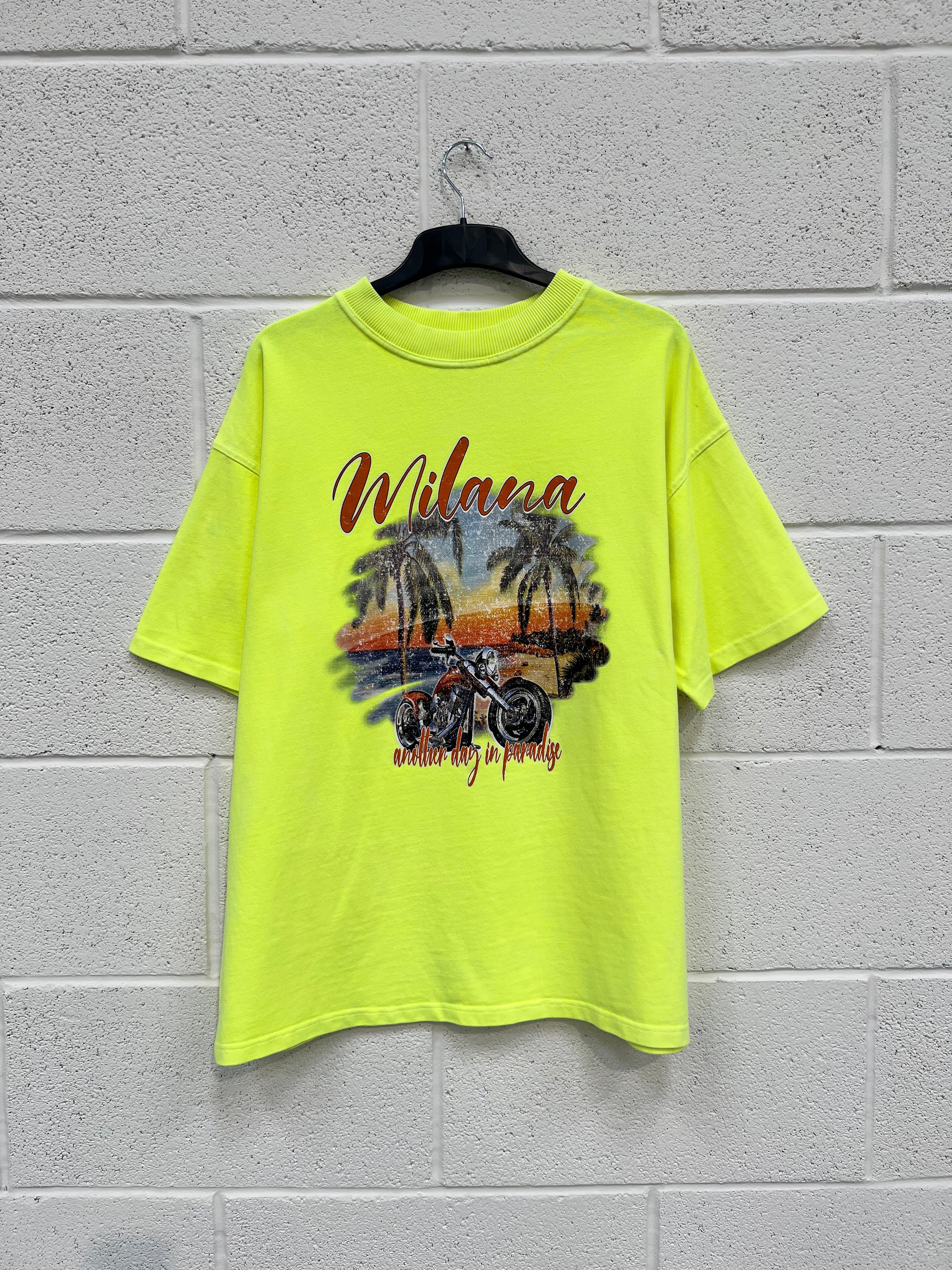 #G4 Washed Neon Yellow Paradise Heavyweight T-shirt.