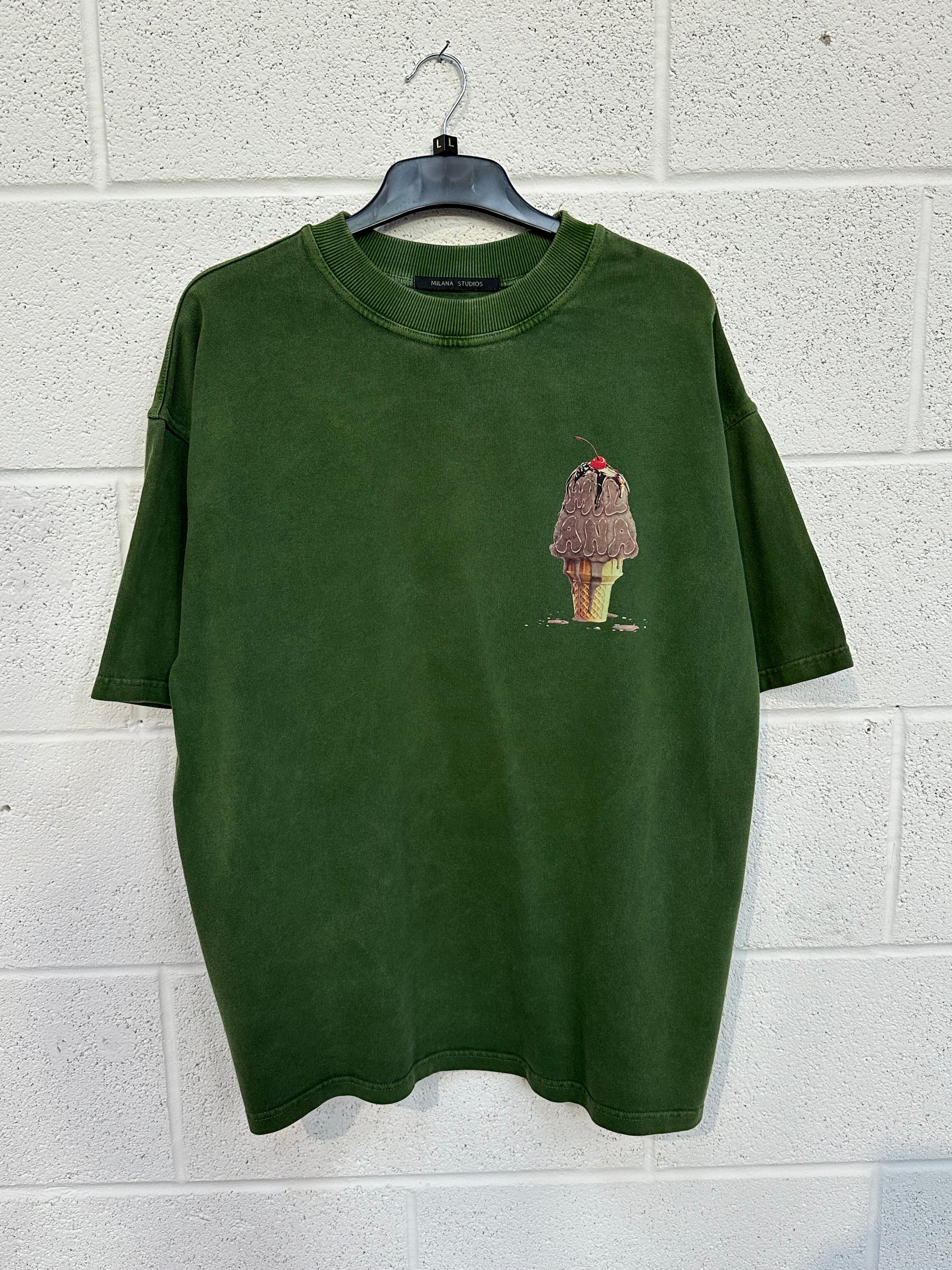 #K14 Washed Green Ice Cream Heavyweight T-shirt.