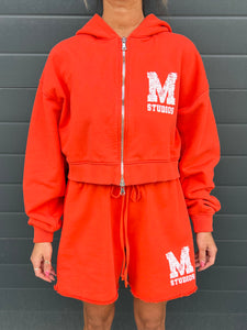 Candy Red M Studios Cropped Zip up.