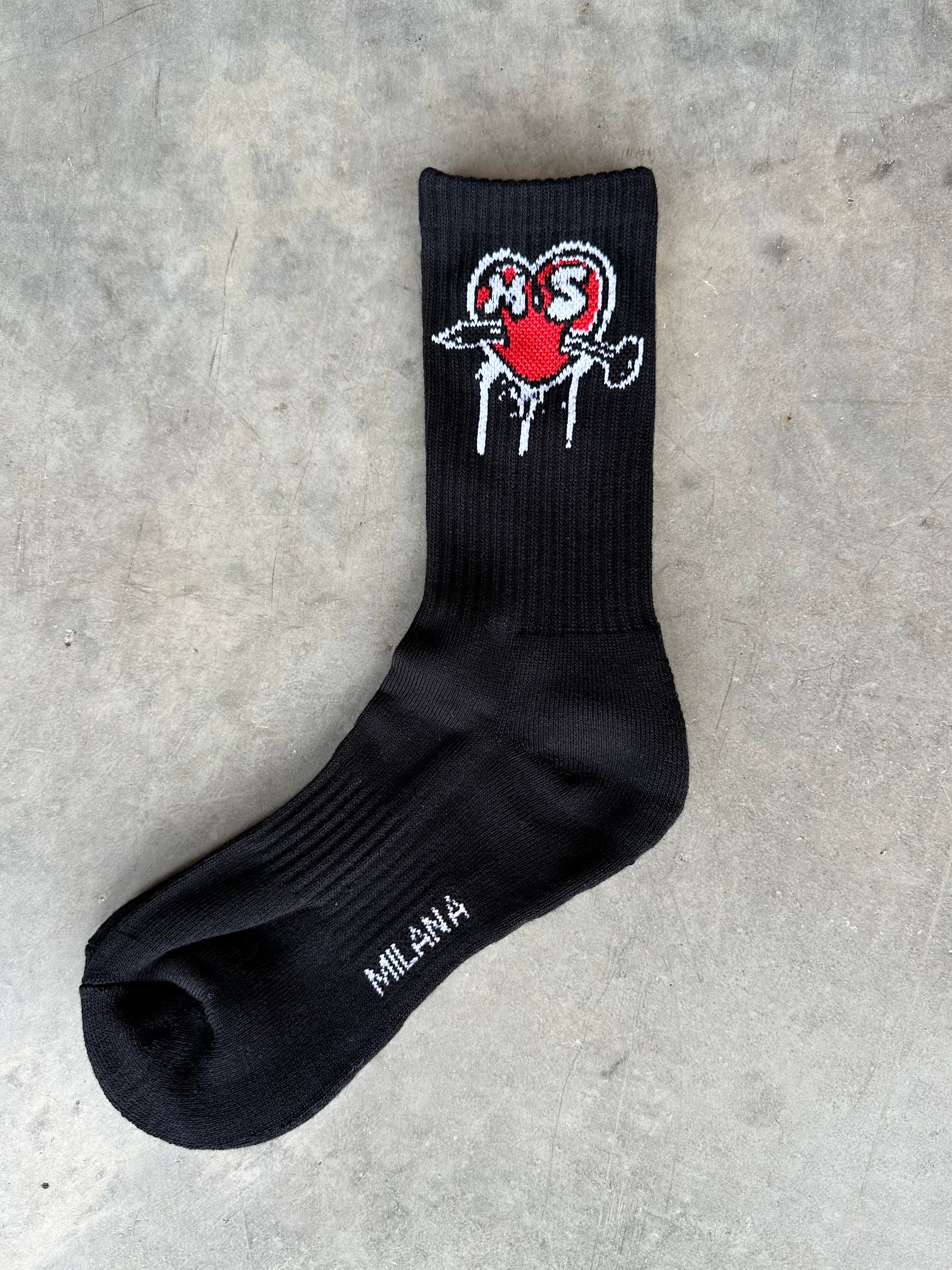 Black Milana MS Heart Socks.