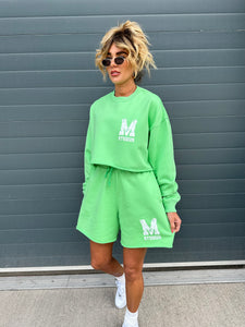 Apple Green M Studios Cropped Sweatshirt.