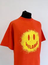 Load image into Gallery viewer, Red Heavyweight Splatter Smiley T-shirt.