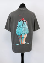 Load image into Gallery viewer, Washed Charcoal Heavyweight Ice Cream T-shirt.