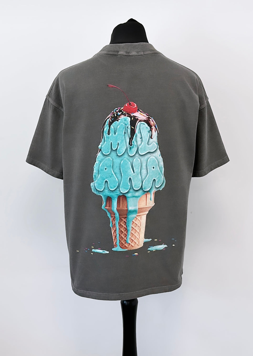 Washed Charcoal Heavyweight Ice Cream T-shirt.