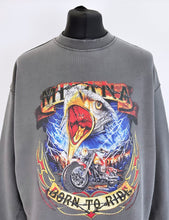 Load image into Gallery viewer, Washed Charcoal Eagle Open Hem Sweatshirt.