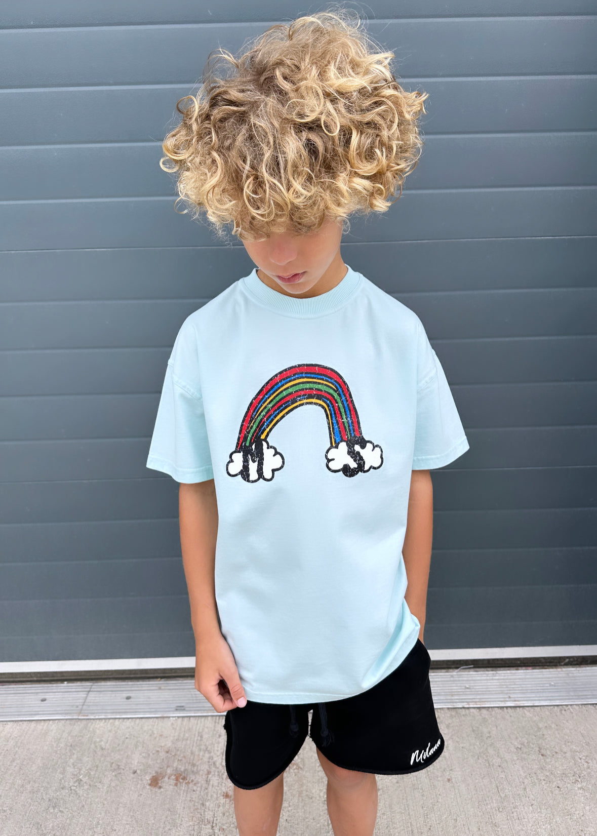 Baby Blue Rainbow Kids T-shirt.