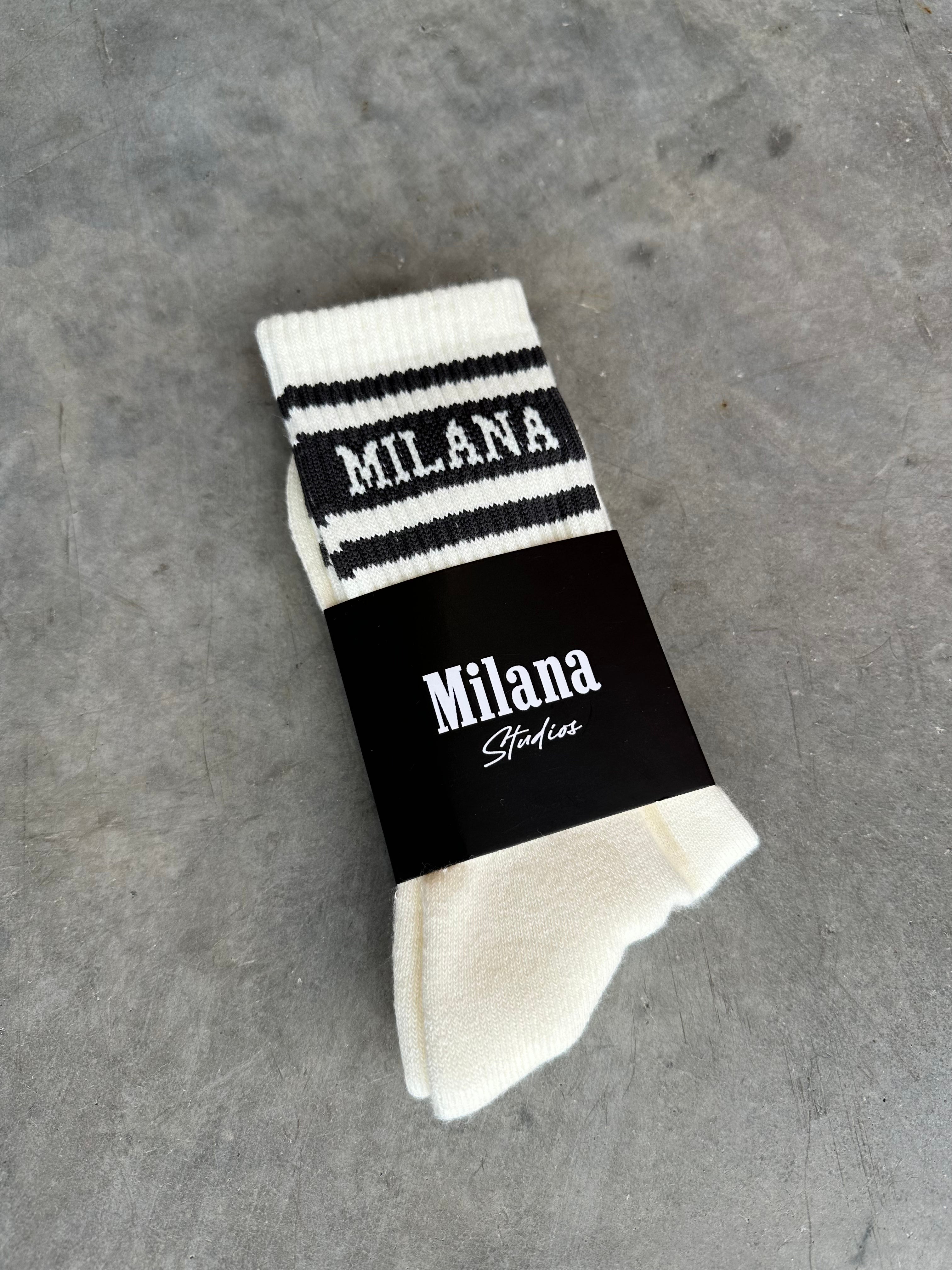 Cream Milana Crew Socks.