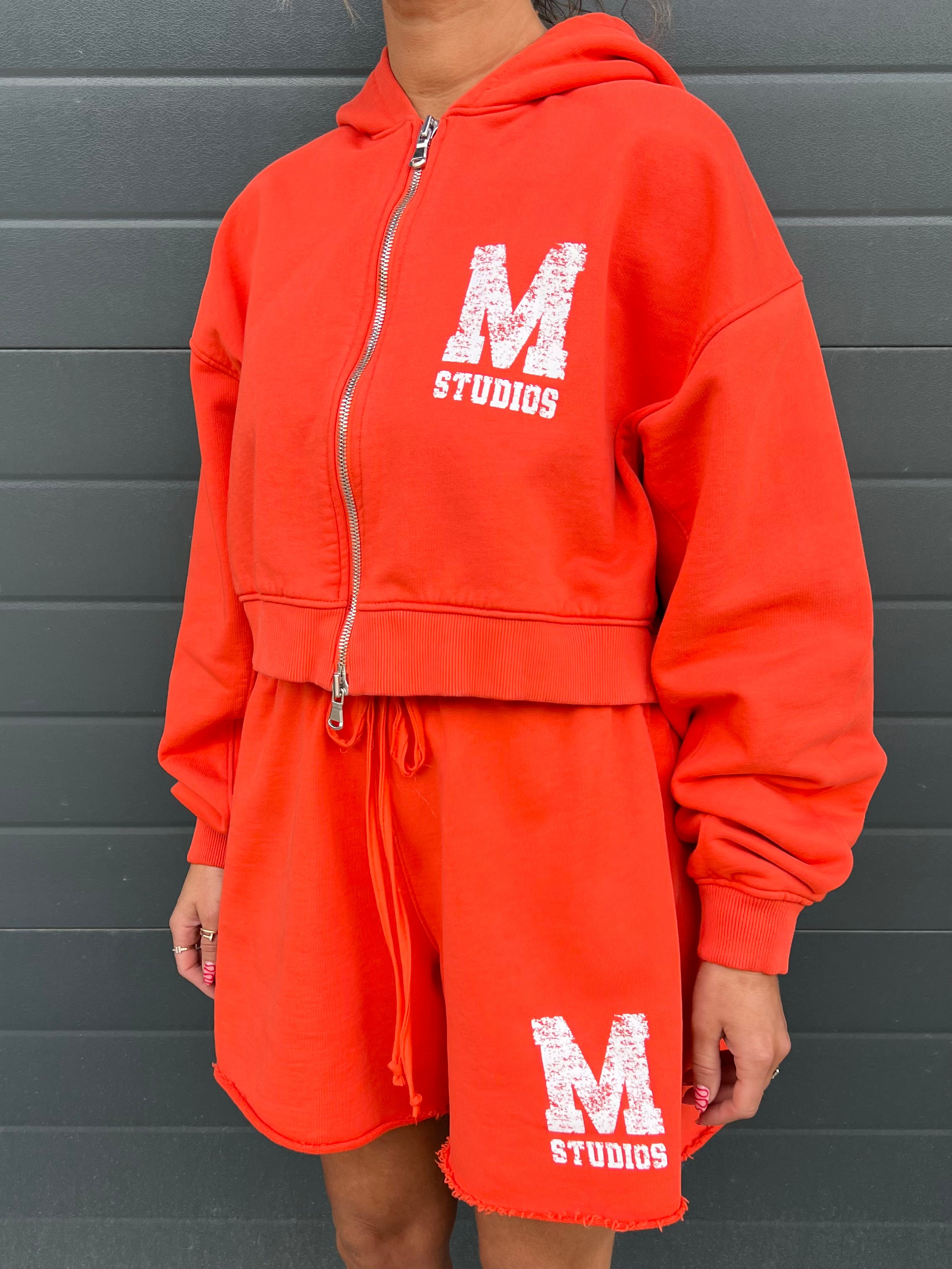 Candy Red M Studios Cropped Zip up.