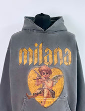 Load image into Gallery viewer, Washed Charcoal Cherub Hoodie.