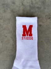 Load image into Gallery viewer, White M Studios Socks.