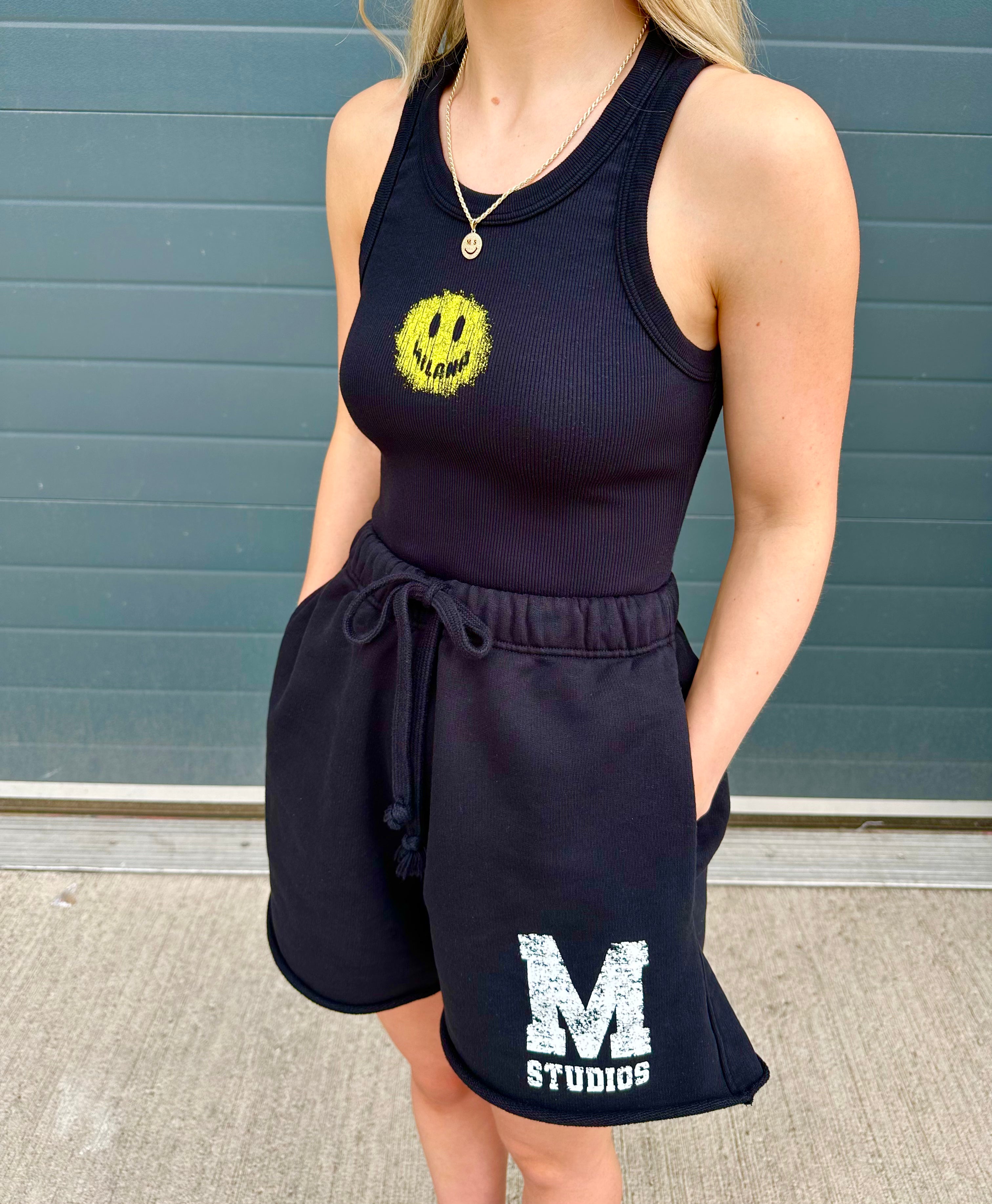 Black Smiley Racer Vest. – Milana Studios