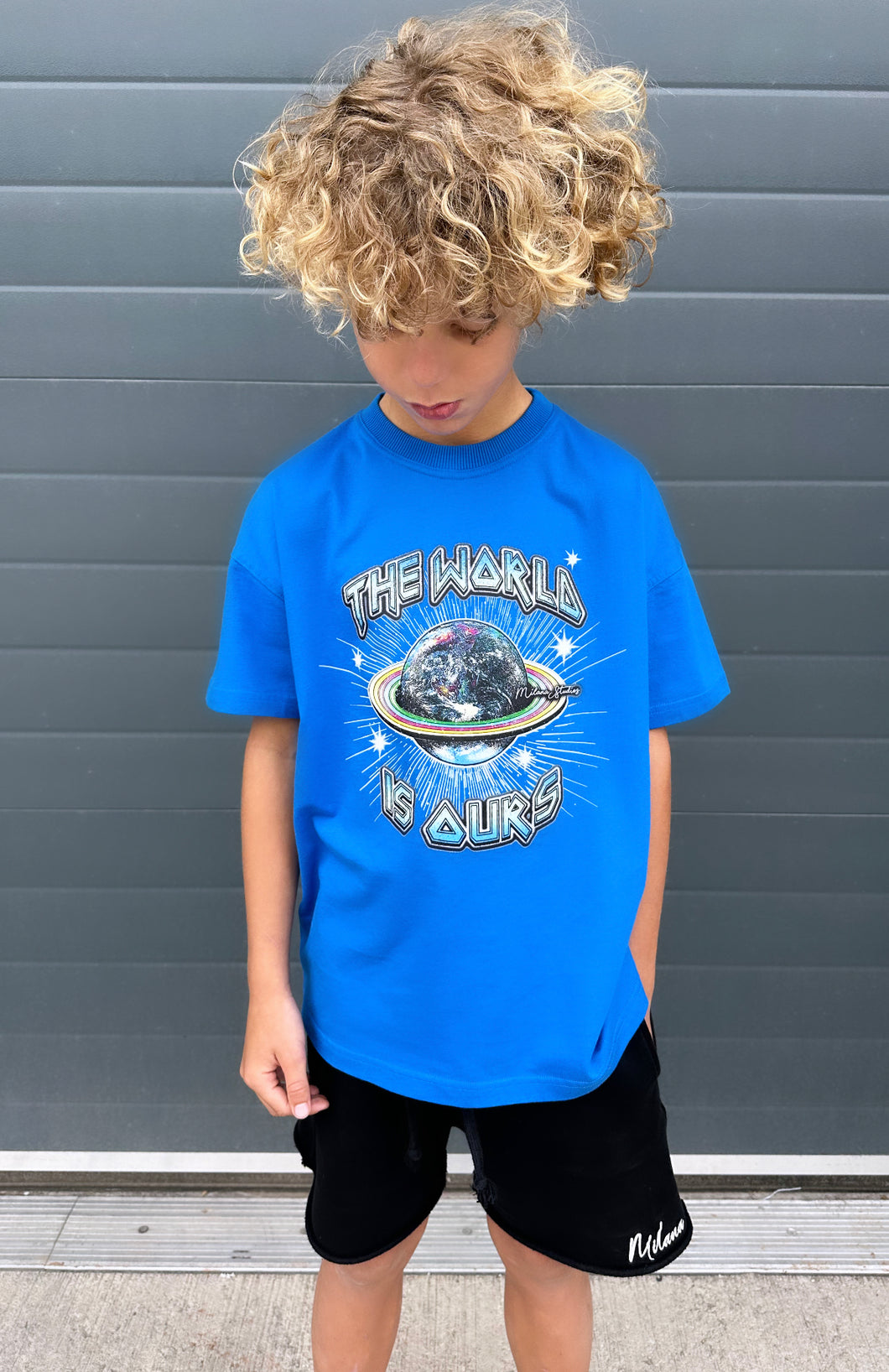 Cobalt Blue Planet Kids T-shirt.