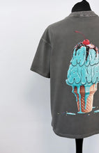 Load image into Gallery viewer, Washed Charcoal Heavyweight Ice Cream T-shirt.