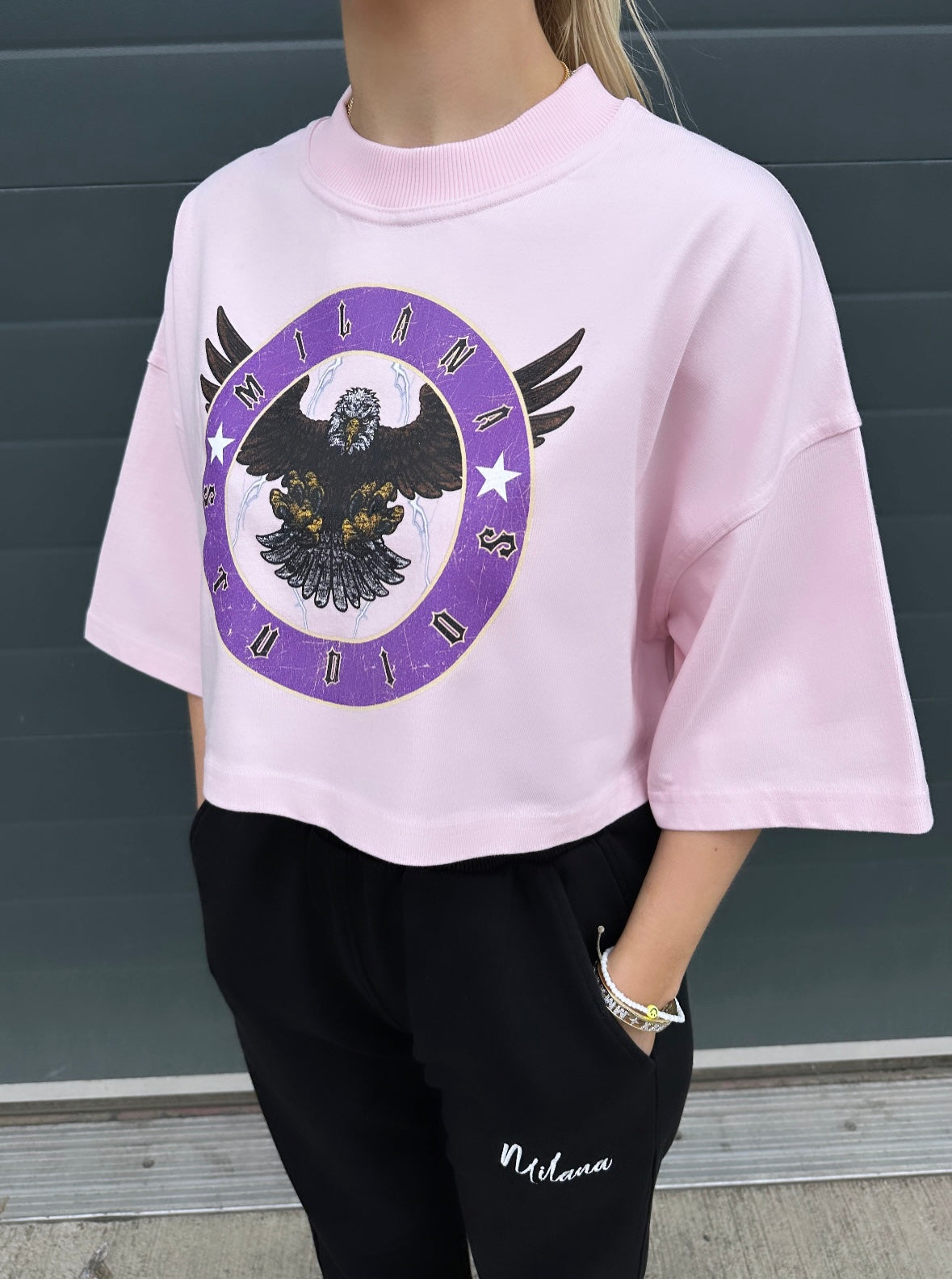 Pink Eagle Cropped Heavyweight T-shirt.