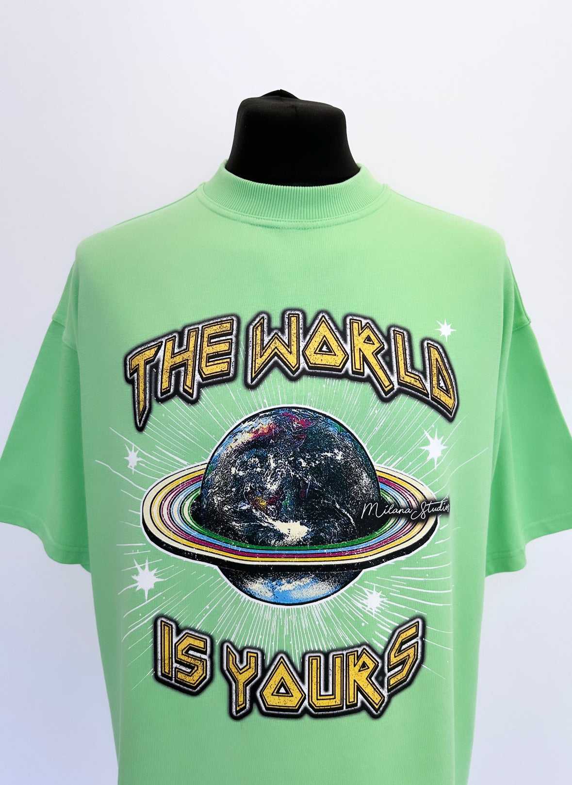 Apple Green Heavyweight Planet T-shirt.