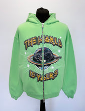 Load image into Gallery viewer, Apple Green Planet Multi Colour Zip Hoodie.