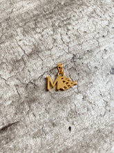 Load image into Gallery viewer, Gold Flaming M pendant.